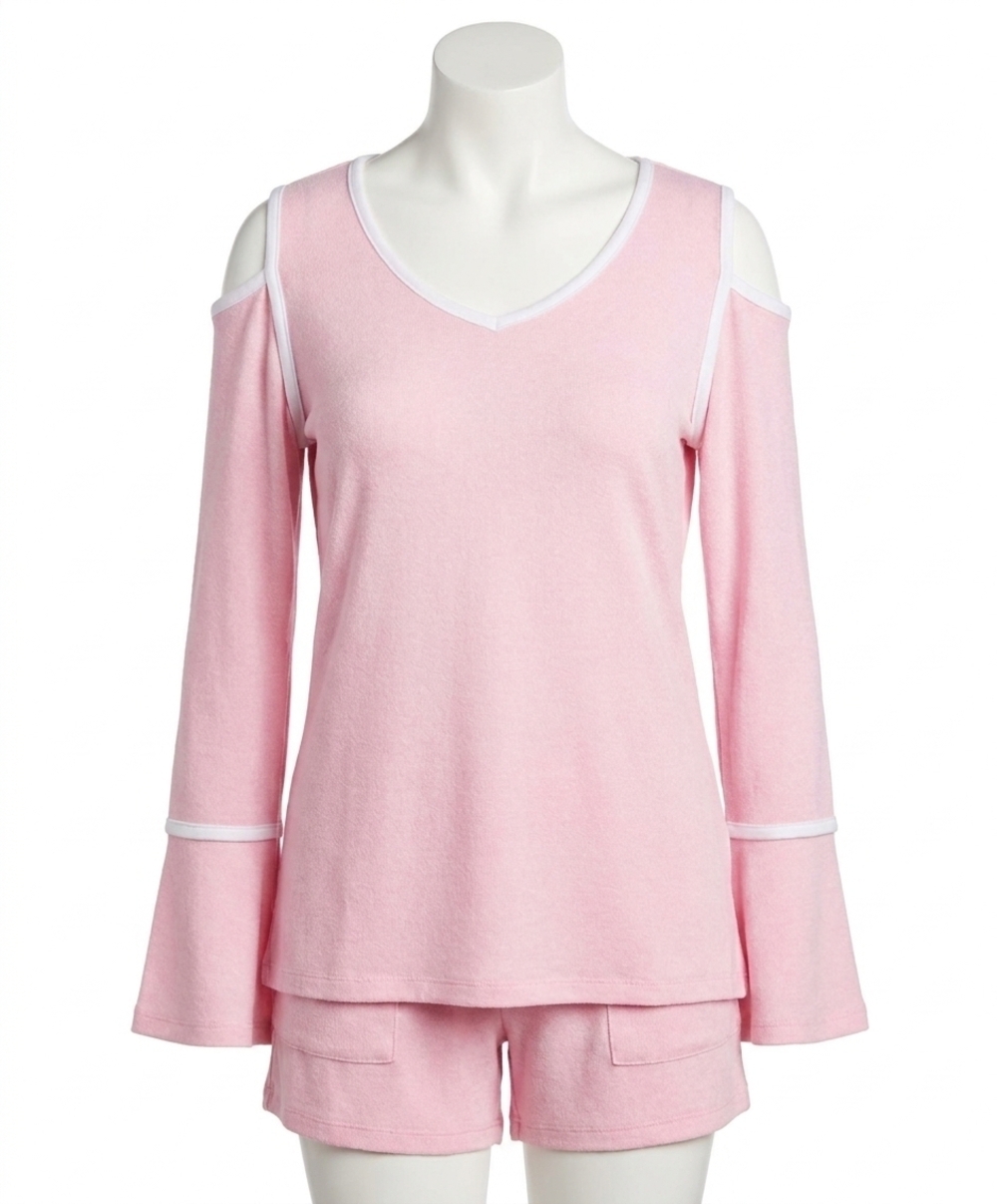 NEW FRENCH KYSS cold shoulder top in blush